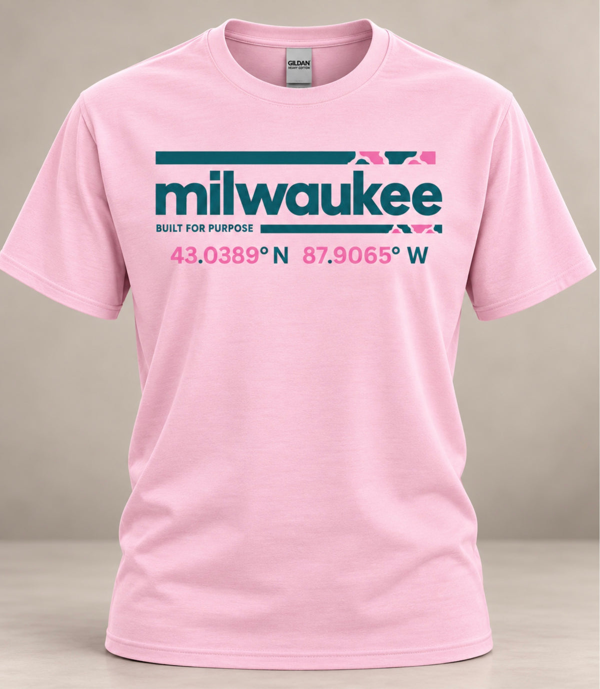 MILWAUKEE Coordinates Tshirt  - PINK and TEAL