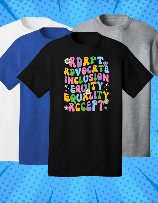 ADAPT ADVOCATE INCLUSION EQUITY EQUALITY ACCEPT - AUTISM AWARENESS